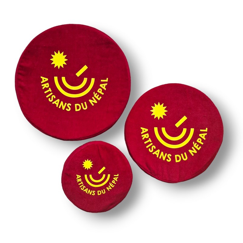 Coussin Plat pour Bol Chantant Tibétain - Coton - Rond Rouge